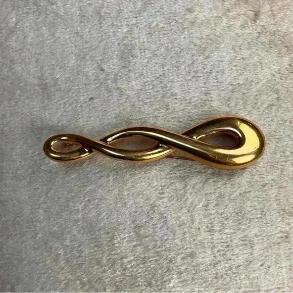 Vintage Gold Tone Monet 3.5in Infinity Brooch - Picture 1 of 5